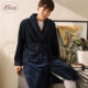 Áo ngủ Qingtong mùa thu và mùa đông flannel đồ ngủ san hô cashmere nam áo choàng tắm dày phần dài dịch vụ nhà quần áo ngủ nữ