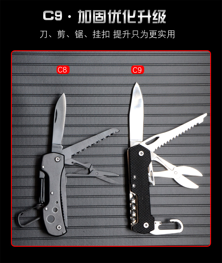 Đa chức năng Portable Swiss Army Knife Công cụ cầm tay Công cụ gấp Dao Móc khóa Dao Toàn năng Eagle Claw C9EDC dao gấp đa chức năng