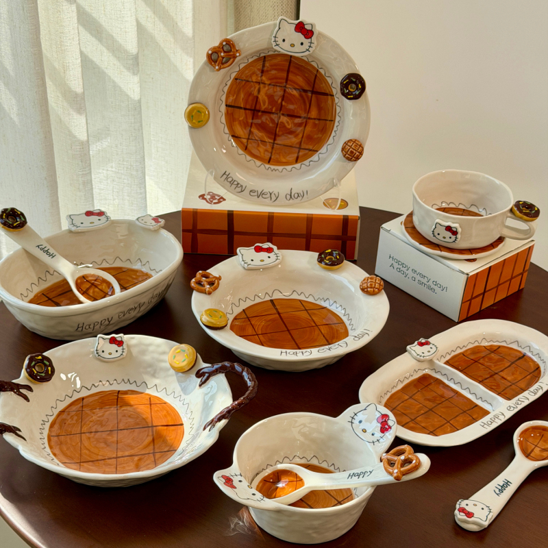 Beautiful Tableware, Cute Underglaze Ceramic Rice Bowls, Plates, Soup Bowls, Dish Sets, Serving Plates, Coffee Cups Kt