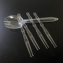 Fruit fork disposable independent packaging transparent plastic small fork crystal dim sum cake fork fruit stick fruit insert