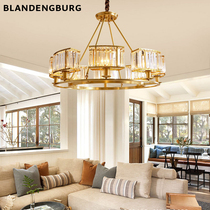 Nordic brass light luxury crystal lamp creative atmospheric dining room chandelier bedroom Net red light modern simple living room chandelier