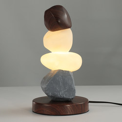 Bedside Stone Table Lamp, Vintage Zen-Style Bedroom Decorative Lighting, Designer Stone-Shaped Study Led Bedside Lamp