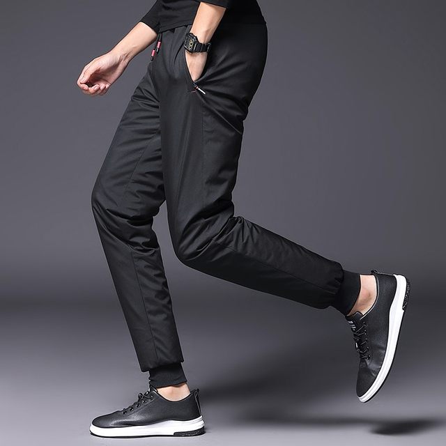 Outdoor Down Pants Men's Outerwear Thickened Detachable Liner Skinny Pants Sports Windproof Warm White Duck Down Cotton Pants