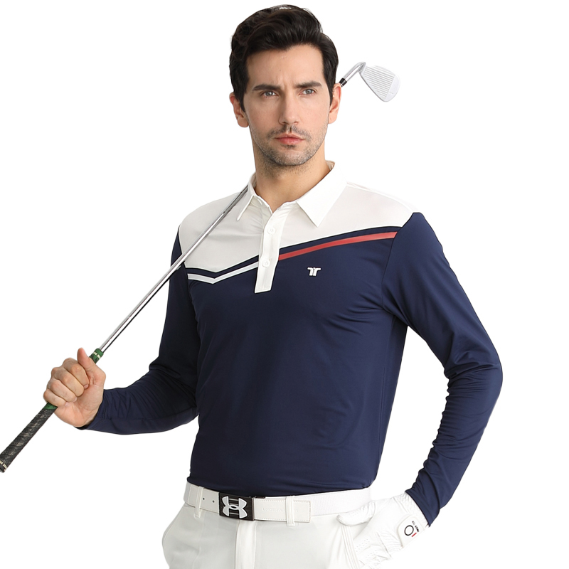 New golf men's long-sleeved T-shirt autumn and winter fashion lapel sportswear men's quick-drying polo shirt tops