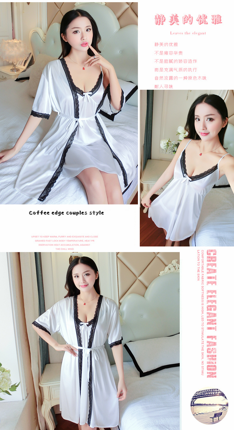 Mùa hè mỏng hai mảnh phù hợp với cám dỗ váy băng lụa áo sexy đồ ngủ ngắn tay nightdress mùa hè của phụ nữ dịch vụ nhà