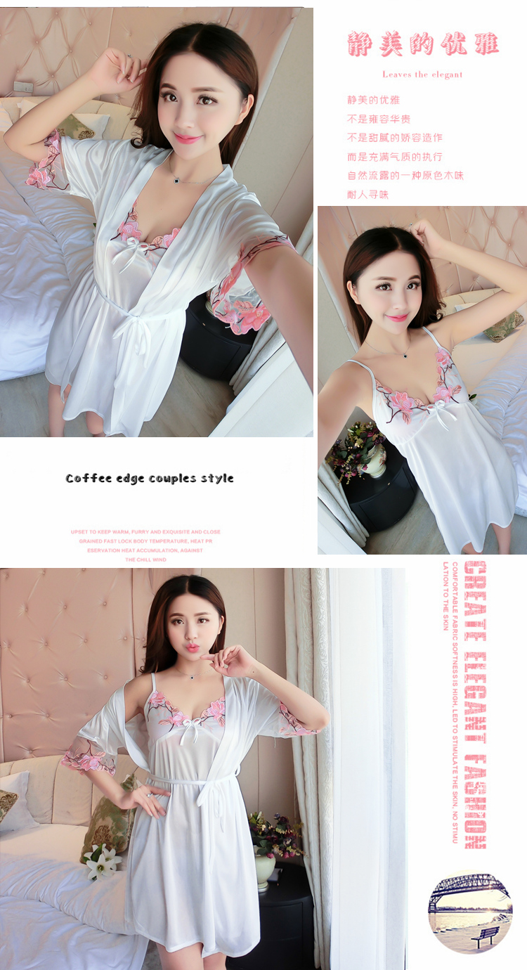 Mùa hè cám dỗ áo ngủ mỏng sexy đồ ngủ ngắn tay nightdress băng lụa hai mảnh phù hợp với mùa hè ladies home dịch vụ