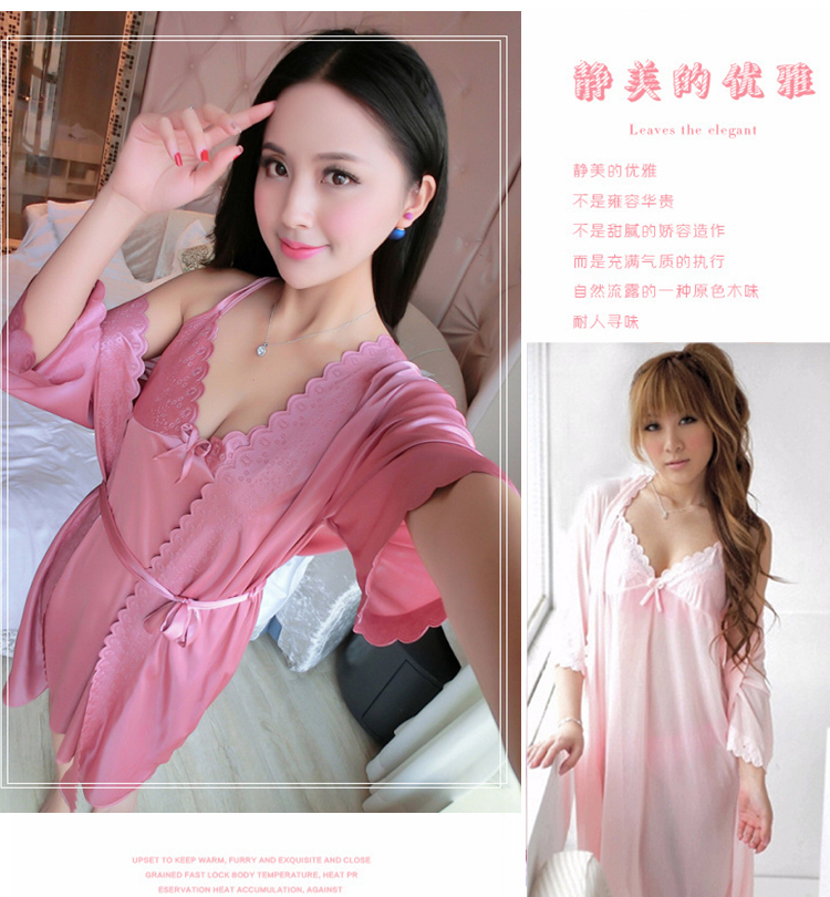 Cám dỗ ngắn- tay áo mỏng phần nightdress mùa hè phụ nữ hai mảnh phù hợp với dây đeo đồ ngủ sexy váy mùa hè nhà dịch vụ