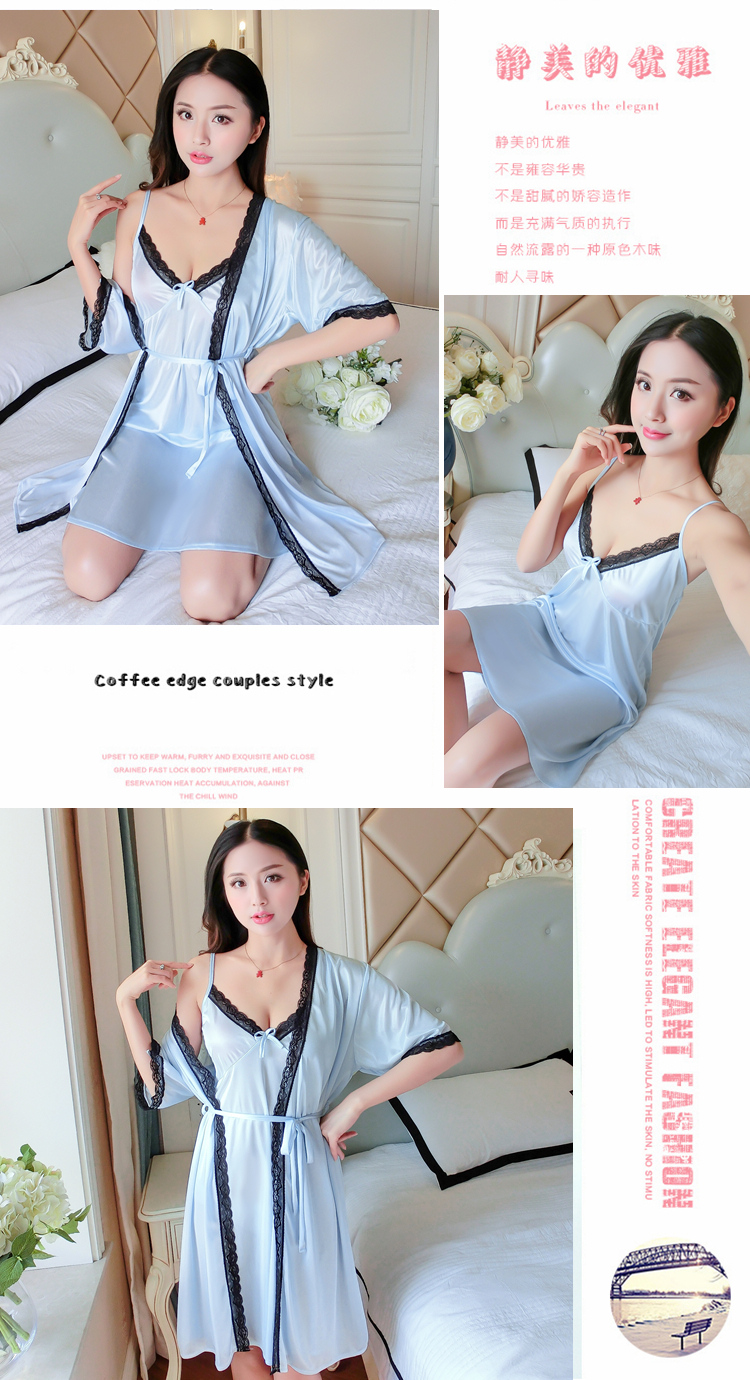 Cám dỗ ngắn- tay áo mỏng phần nightdress mùa hè phụ nữ hai mảnh phù hợp với dây đeo đồ ngủ sexy váy mùa hè nhà dịch vụ