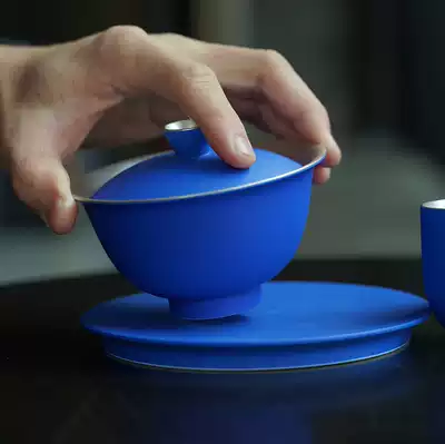 16 Open Ideal Series Silver Glaze Ceramic Handmade Bowl Tea Bowl Silver Color Simple Home Gift Cover Bowl