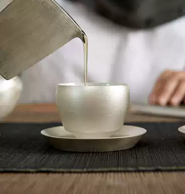 16-carat sterling silver glaze ceramic teacup Tea cup Japanese silver color gift handmade single new product