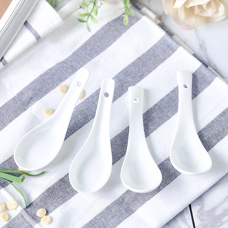 Jingdezhen pure white bone porcelain family 100 hitch universal traditional small soup spoon sweet spoonful of personal money