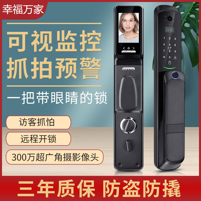 Fully automatic intelligent fingerprint combination lock with health camera can be used to capture remote anti-theft door lock home