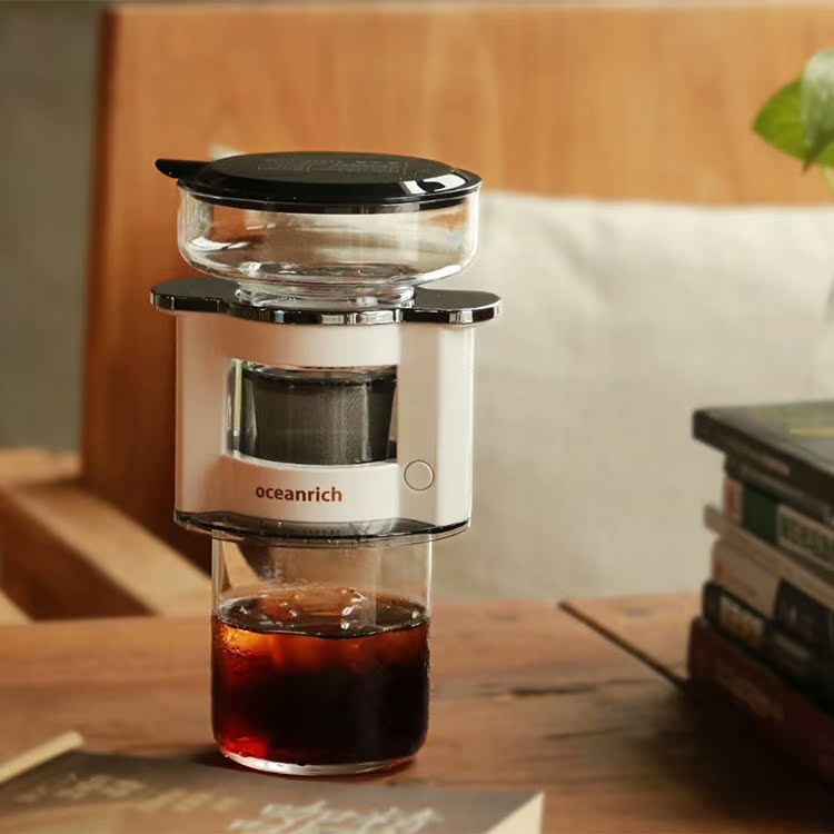 máy pha cà phê bear Oceanrich Ou Xinliqi máy pha cà phê tự động cầm tay thông minh quay nhỏ giọt lọc cà phê nồi - Máy pha cà phê máy pha cà phê lock&lock