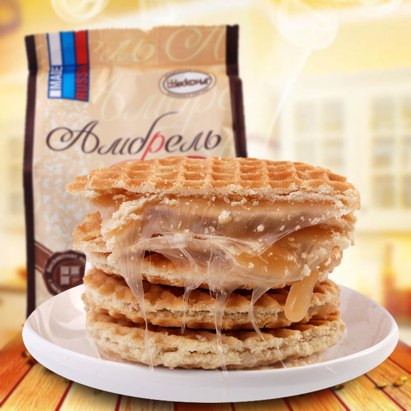 Russia Imports Aconte Independent Dress Wire Drawing Biscuits Waffle Children Small Zero Food New Years of Food