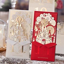 2024 new creative custom wedding invitations Chinese and European style invitations wedding invitations castle hollow high-end atmosphere