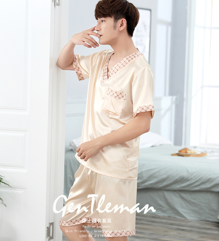 Mùa hè bộ đồ ngủ lụa hai mảnh phù hợp với nam mỏng đồ ngủ của băng lụa dịch vụ nhà lụa XL yukata phù hợp với đồ ngủ nam hàn quốc