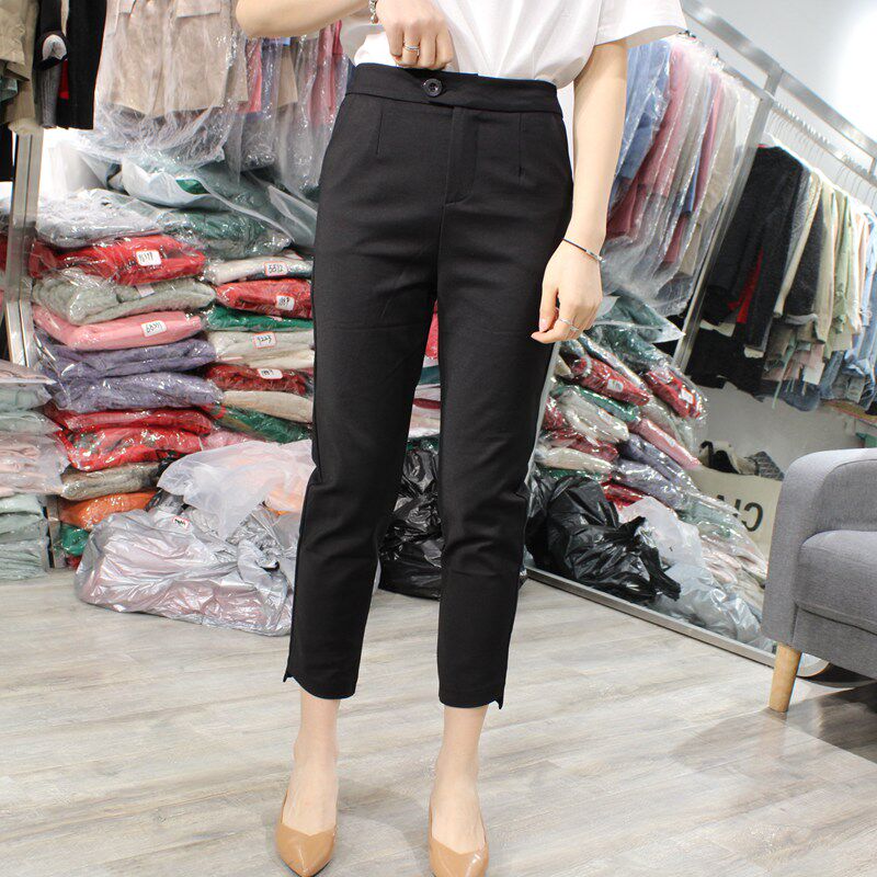 New Champs 9809 Summer Women Pants 2022 New Fashion Sashimi Slim Casual Little Feet Western Pants 90% Pants 100 Hitch