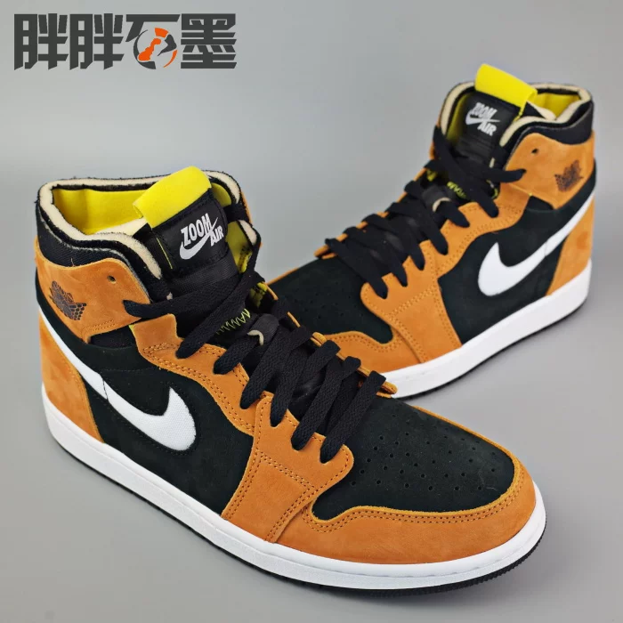 Кроссовки баскетбол Jordan 1 High Zoom CMFT Joe Yiyi AJ1 high-top черные с желтым и коричневым CT0978-002