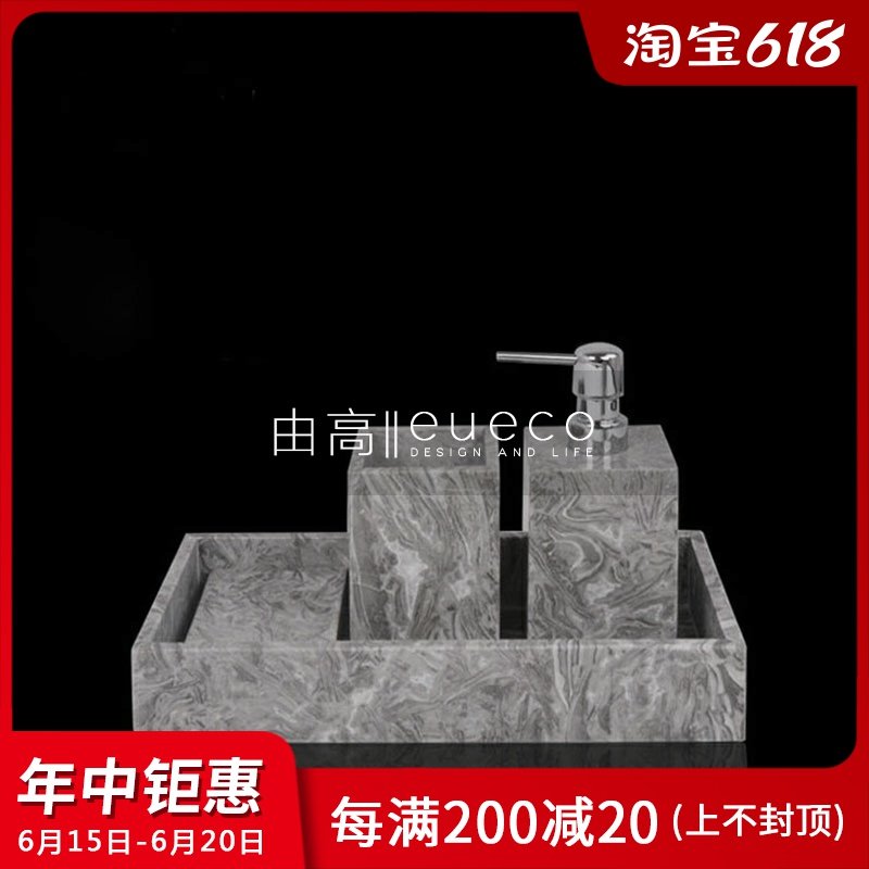 Barking Flower Pattern Marble Material Bathroom Wash Suit Villa Boilerplate Room Light Lavish Sample House Display Center Bathroom Pendulum