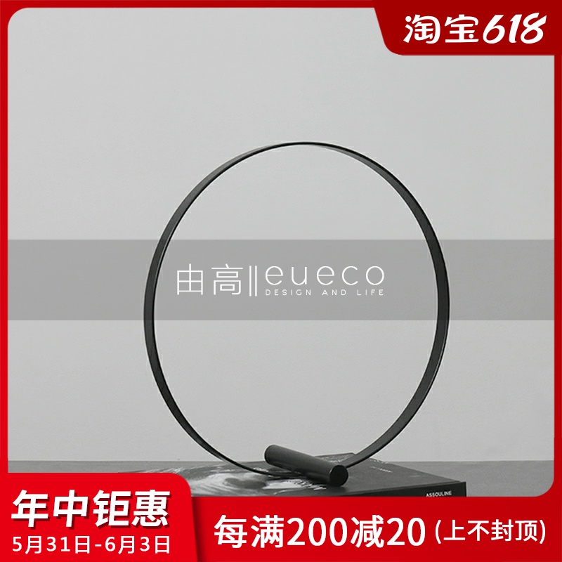 Brief Modern Iron Art Metal Circle Creative Art Pendulum Piece Soft Adornment Boilerplate Room Living Room Sample House Display Center Furnishing