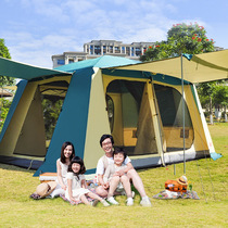 Outdoor two-room one-hall 5-8 people outdoor large tent more than 10 people travel camping waterproof 6 people rainproof double-layer tent