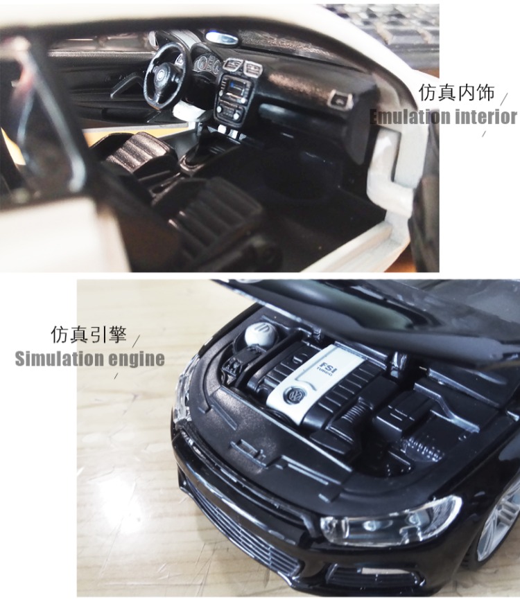 Nhà máy cao nguyên Bimei 1:24 mô hình xe hợp kim mô phỏng Volkswagen Scirocco R xe thể thao tĩnh mô hình bộ sưu tập đồ trang trí đồ chơi của bé