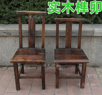  Black northeast pine dining chair solid wood backrest charcoal burning chair Hotel carbon burning wood chair high-end retro hot pot stool