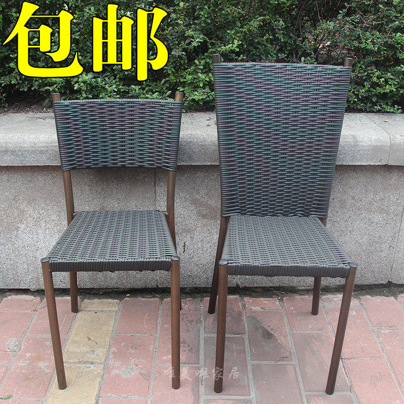 Simple high-back low-back chair black computer chair iron frame modern restaurant dining chair wrought iron self-assembly metal rattan chair