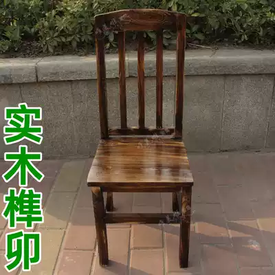 Retro charcoal burnt black carbon burnt dining room carbonized hotel dining chair high back chair solid wood pine three vertical chair