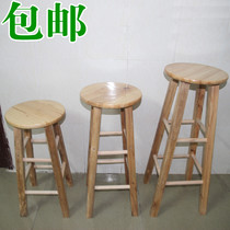  Log color bar chair Oak reinforced stool Solid wood bar chair High stool High leg stool Ladder stool Dining chair round stool