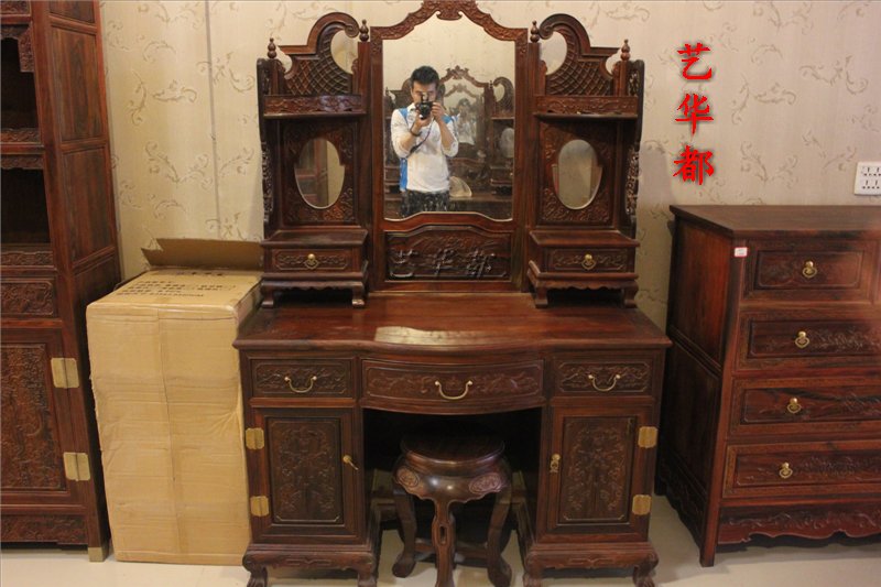 Mahogany cochin rosewood furniture two pieces of red rosewood makeup cabinet dressing table bedroom spare home