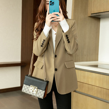 Coffee colored small suit jacket Women's summer thin style 2023 Spring and Autumn Fried Street new high-end feeling small casual suit