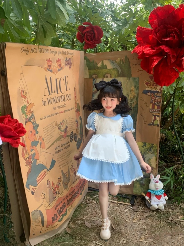 In-Stock Spring/Summer Girls' Alice Puff Sleeve Light Blue Dress Cinderella Princess Dress Wizard of oz Puffy Short Dress