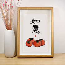 Things Ruyi Home Creative Calligraphy Pendulum SOLID WOOD PHOTO FRAME MODERN MINIMALIST LIVING-ROOM HIGH DEFINITION PERSIMMON CALLIGRAPHY HANGING PAINTING