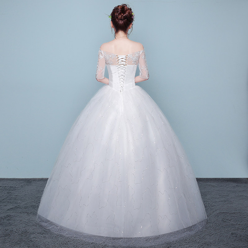 Свадьба 2024 новый темперамент невеста свадьба юбка простой маленький рост выйти замуж корейский ровная земля слово плечо тонкий 