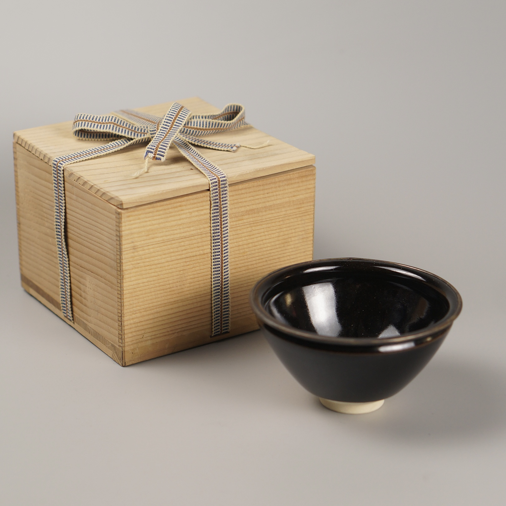 飾壺 平安 万代草山造 天目釉 茶壺 共箱 茶道具 fm-50 - 工芸品