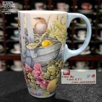 Export foreign trade oversized Latte cup Latte milk special painting cup large Mark coffee cup bird language flower fragrance