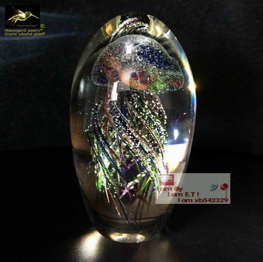 Wonderful glazed glazed ornaments Car head ornaments Bookcase ornaments glazed gifts Translucent golden luminous jellyfish