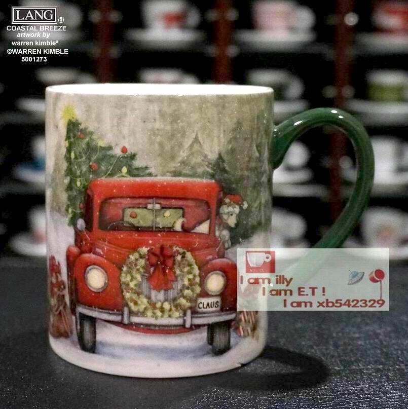 Foreign trade boutique LANG mug Standard American mark painting Christmas cart coffee cup accompanying cup 48