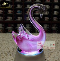 Wonderful glazed car head glaze decoration bookcase glaze gift light transmission process colorful little Swan