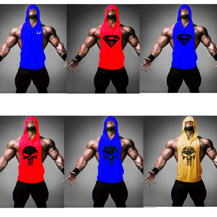 Áo thể dục cotton thể thao vest trùm đầu sâu vest vai đào tạo thể thao từ mồ hôi vest lỏng lẻo quần áo nam và nữ