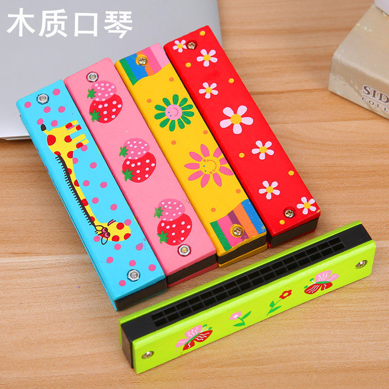 Creative Stationery Wooden Children's Harmonica 16 Double Row Enlightenment Instrument Iron Harmonica Teaching Supplies 1 price