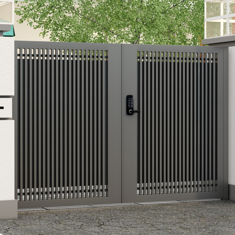 Stainless steel courtyard folding door villa wrought iron gate community into the single and double door rural aluminum fence courtyard door