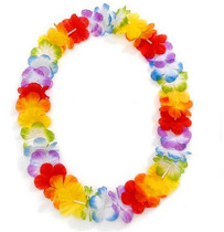 Hawaï Sept anneaux de fleurs colorés Hawaii fleur de soie de plage en soie Accessoires de danse pour lensemble des écoles démagogiques Jeux thoraciques accessoires du cou