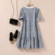 European and American 2024 new summer women's heavy industry beaded round neck doll style loose A-line slimming dress