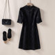 ແບບແຫ່ງຊາດແສງສະຫວ່າງ Luxury ພຽງເລັກນ້ອຍສີດໍາ dress ໃຫມ່ແບບຈີນ cheongsam dress ແອວສູງ A-line slim dress 2024 summer ເຄື່ອງນຸ່ງແມ່ຍິງໃຫມ່