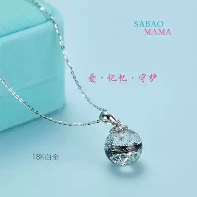 SABAOMAMA18K gold foil Lanthus pendant souvenir fetal hair pendant necklace fetal souvenir custom