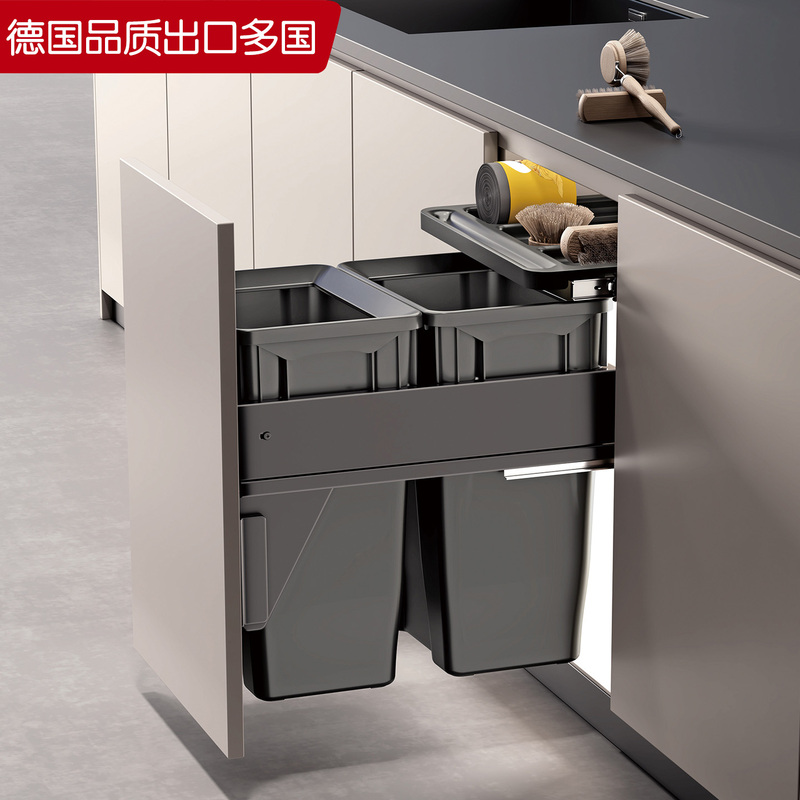 Kitchen Cabinet Built-In Hidden Invisible Large-Capacity Dual-Compartment Damping Drawer-Type Sorting Trash Can Kitchen Cabinet Built-In Hidden Invisible Large-Capacity Dual-Compartment Damping Drawer-Type Sorting Trash Can