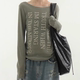 Large round neck Korean long-sleeved knitted sweater letters
