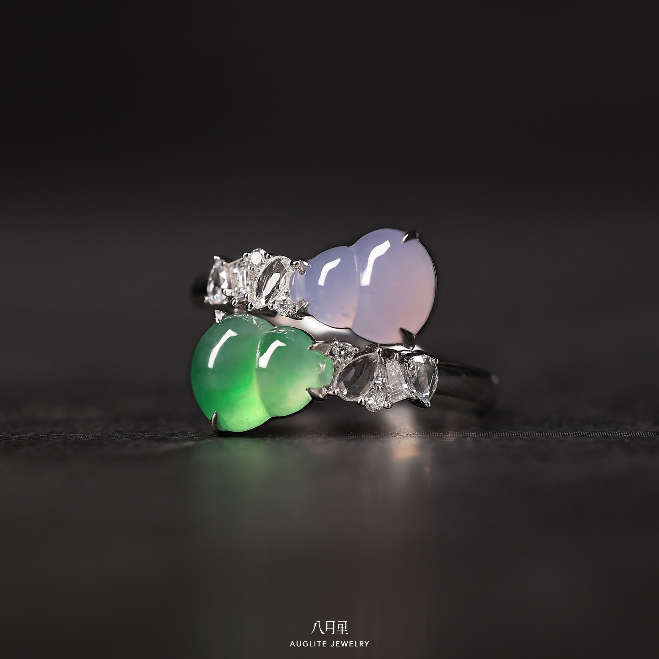 Two simple jade rings that can be stacked or worn alone